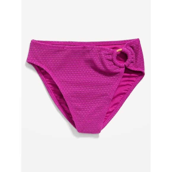 Mid-Rise O-Ring Crochet-Knit French-Cut Bikini Swim Bottoms Pink  4XL Old Navy - Picture 1 of 6